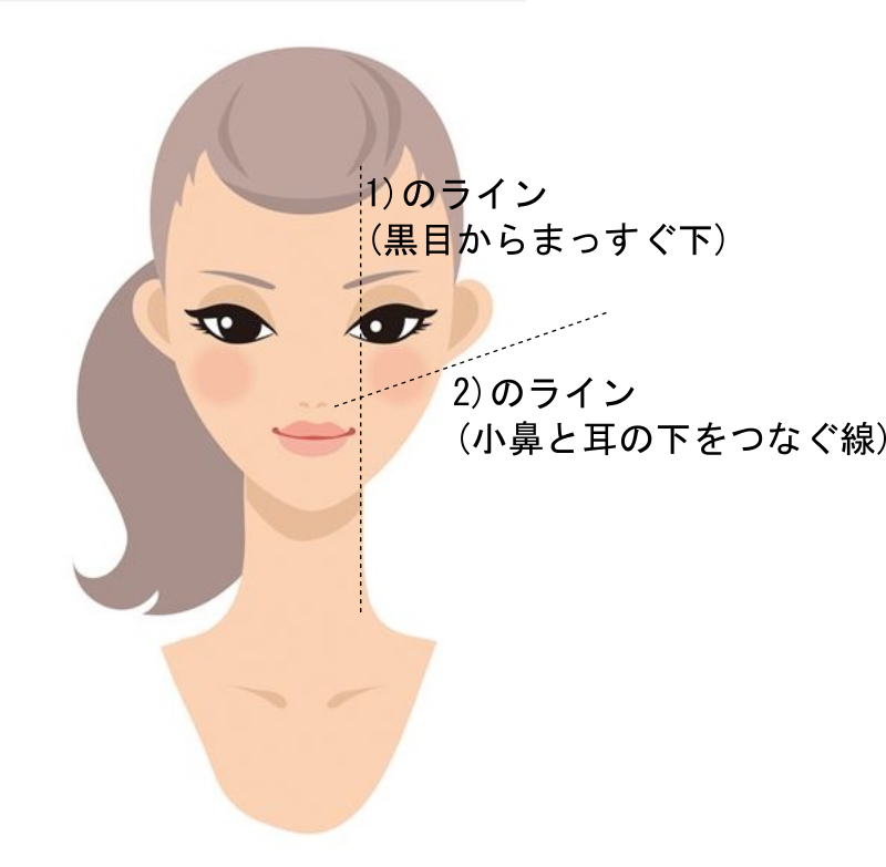 女性の顔イラスト　チークを塗る範囲