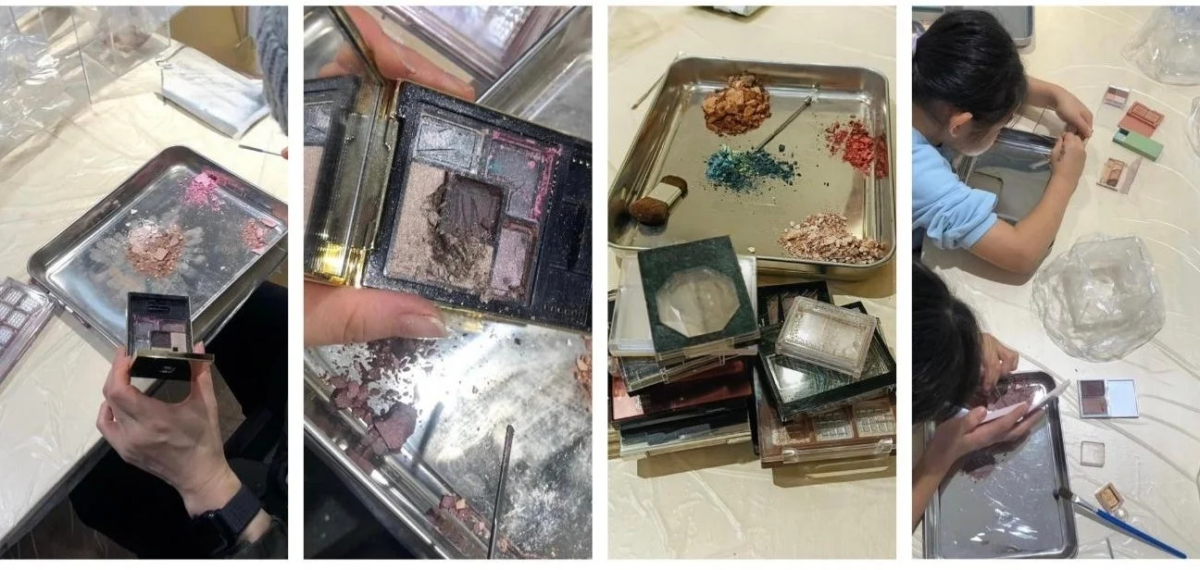 コスメの中身かき出しワークショップの様子