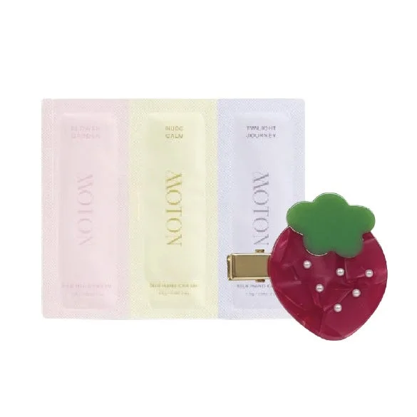 ハンドクリームパウチといちごクリップ