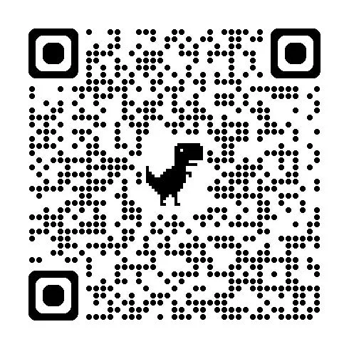 ピクセルアートの恐竜が描かれたQRコード