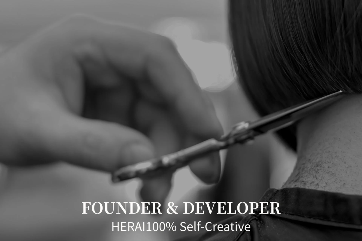 美容師が顧客の髪をハサミでカットしている様子