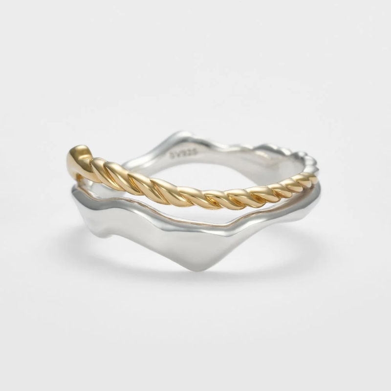 シルバーとゴールドの二連リング