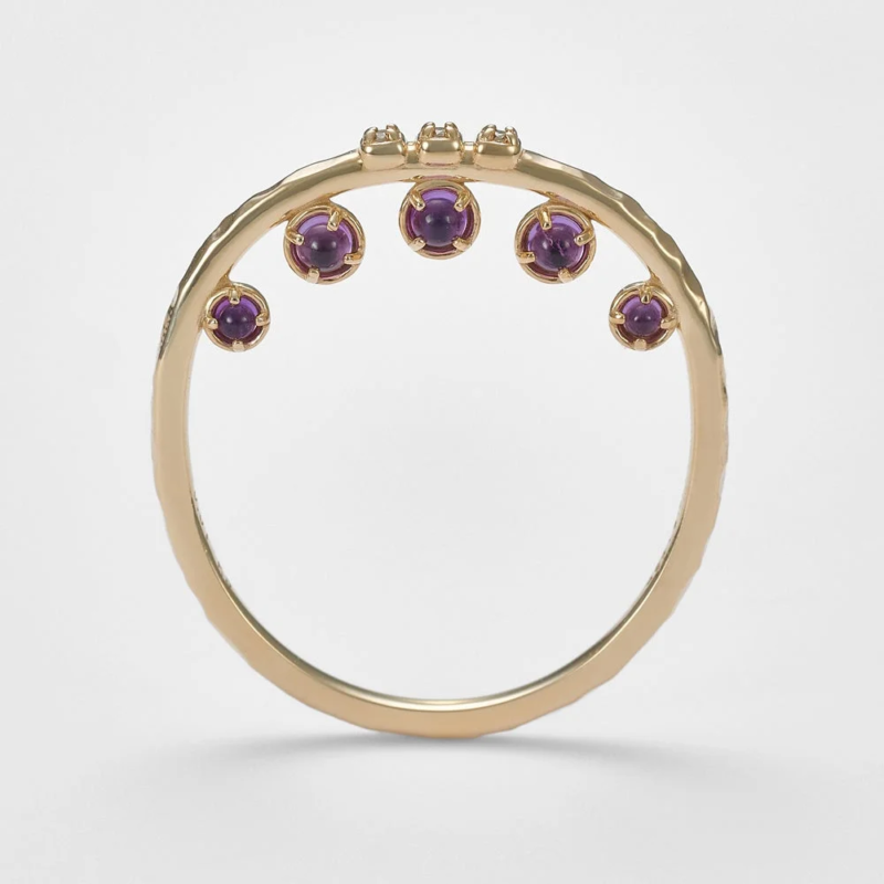 アメジストと透かし模様のリング