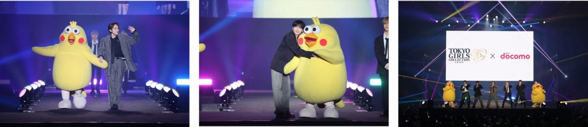 NTTドコモのステージに登場したWILD BLUEとポインコ兄弟