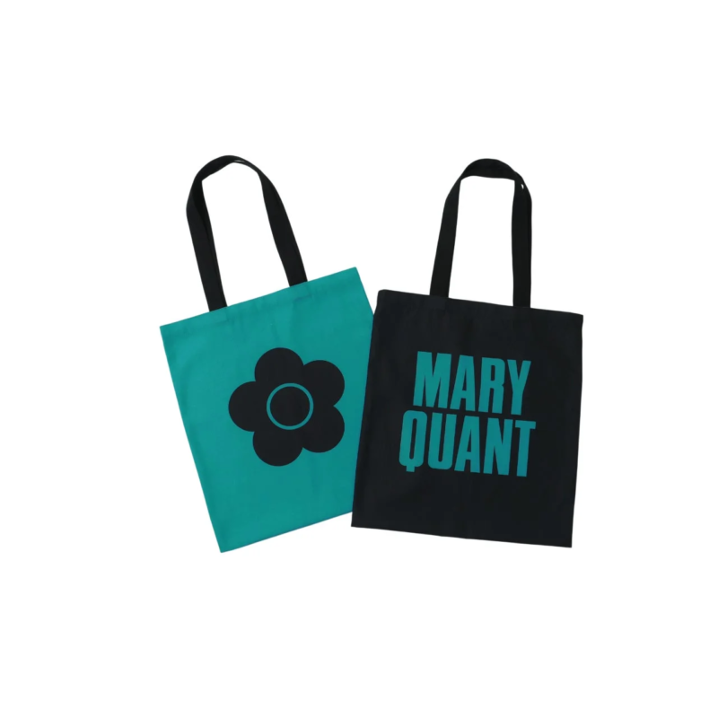 ターコイズと黒のトートバッグ