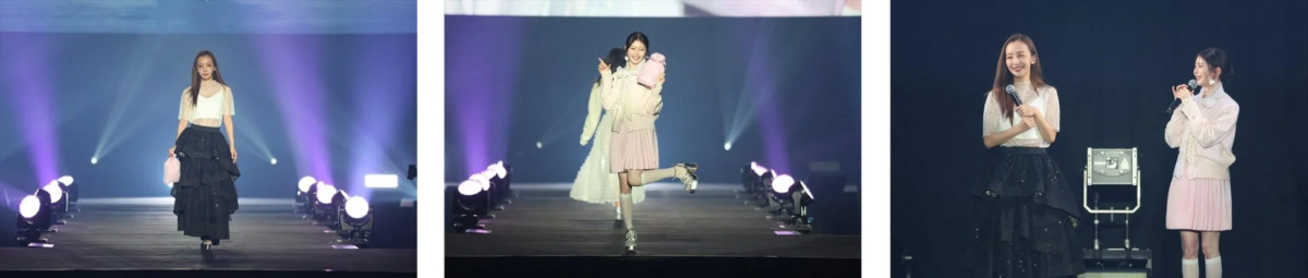 株式会社シャンソン化粧品のステージに登壇した板野友美さんと市川美織さん