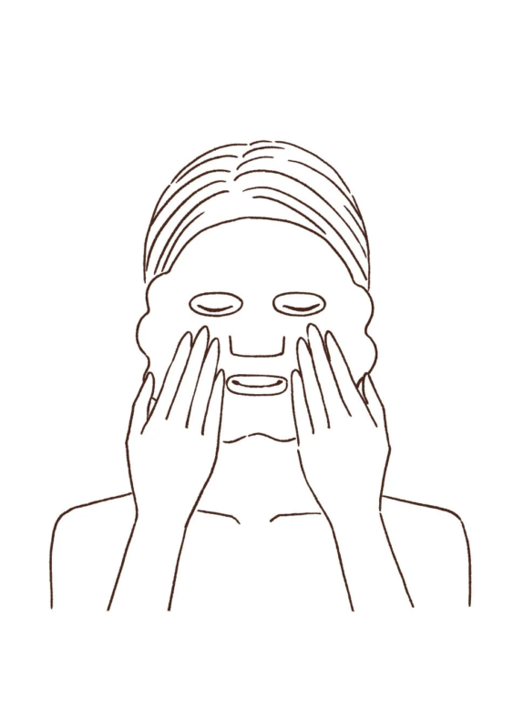 フェイスマスクを貼る女性のイラスト