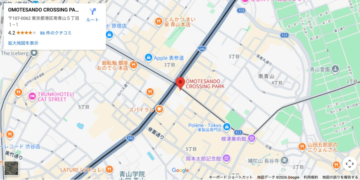 OMOTESANDO CROSSING PARKの地図