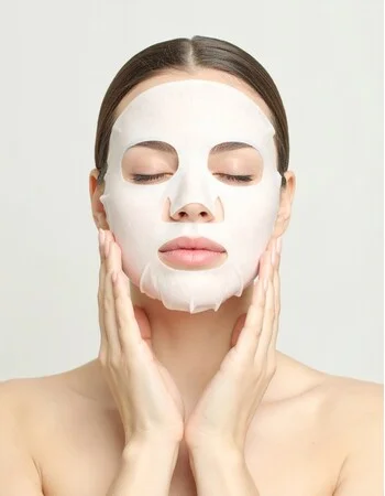 シートマスクを装着した女性