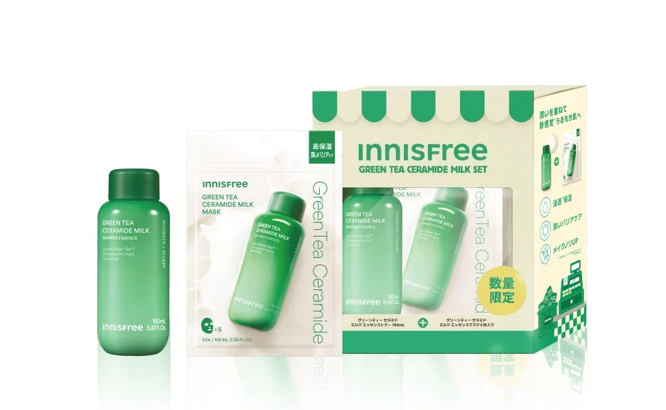 INNISFREE グリーンティーセラミドミルクエッセンストナー&シートマスクセット