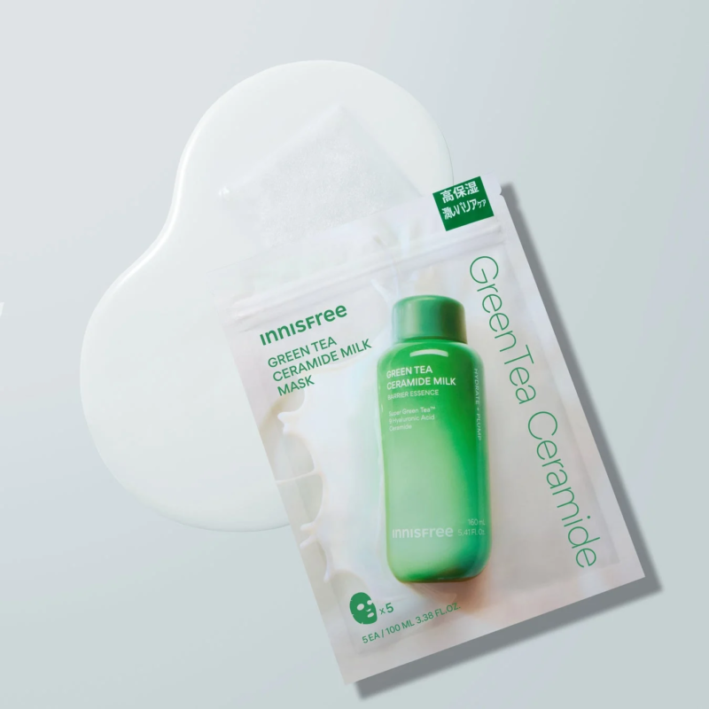 INNISFREEのグリーンティー セラミド ミルク エッセンスマスク
