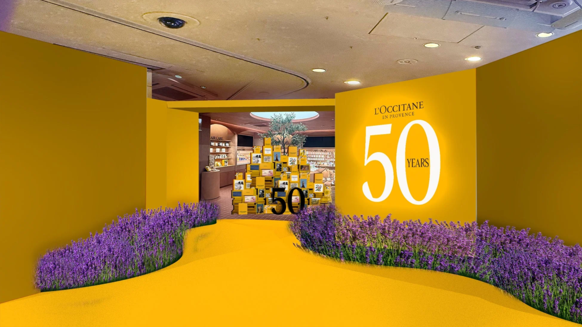 ロクシタン 50周年記念プロヴァンス風店舗ディスプレイ