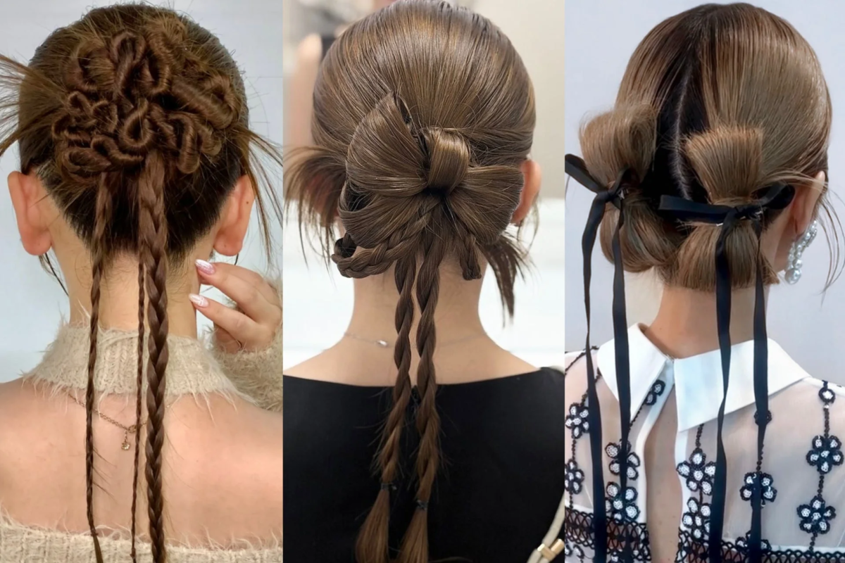 個性的な3種類のヘアアレンジが並ぶ画像