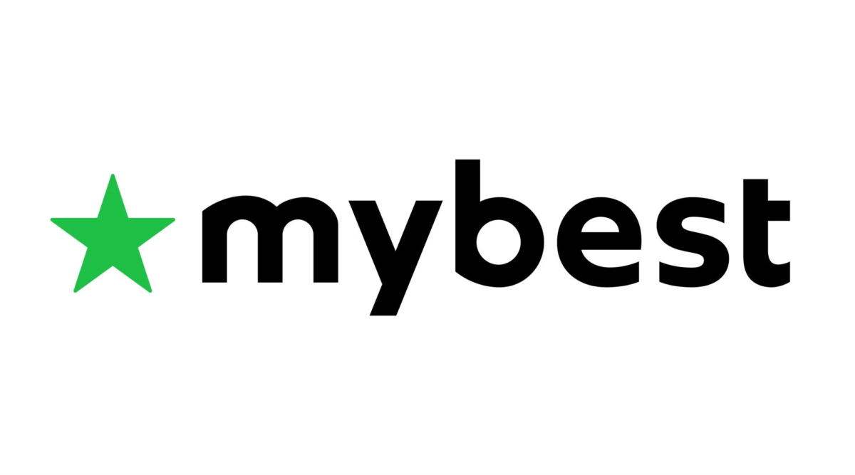 緑色の星のアイコンと黒い「mybest」という文字が組み合わされたロゴマーク。白背景にシンプルに配置されている。