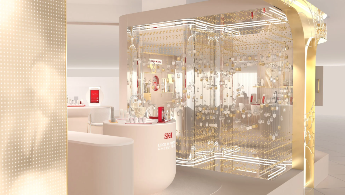 SK-II ポップアップイベント会場のディスプレイ