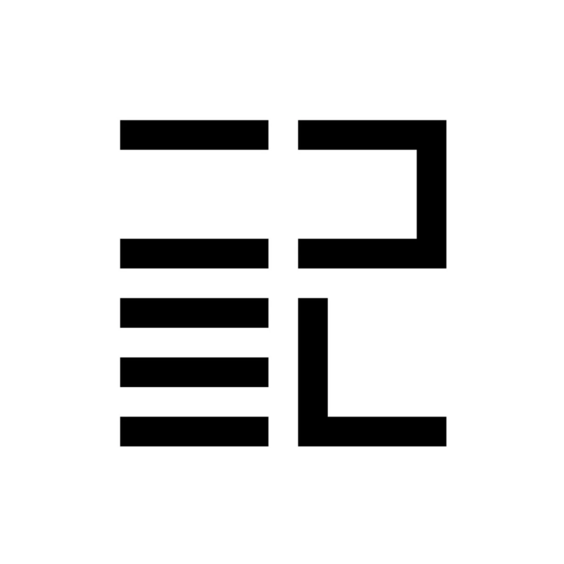 漢字の「記」を模した抽象的なロゴマーク