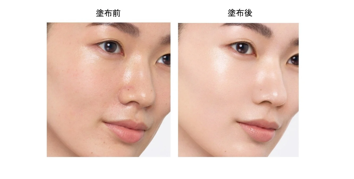 製品塗布前と塗布後の肌の状態を比較した画像