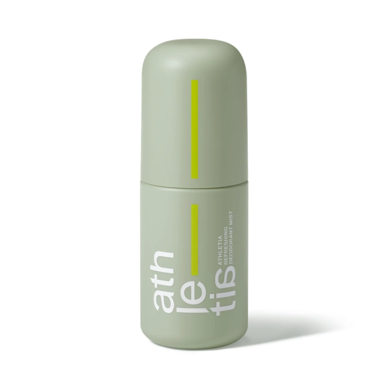 淡いグリーンのボトルに入った「ATHLETIA REFRESHING DEODORANT MIST」の製品画像