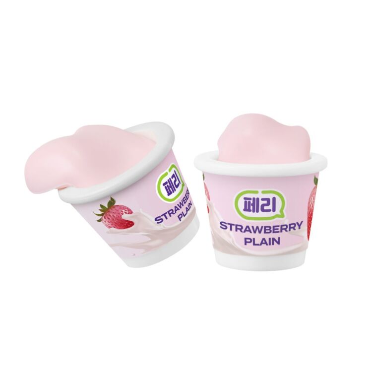 Two peripera mini yogurt figures shaped like yogurt cups