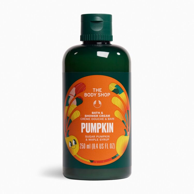 オレンジのラベルが付いた緑のボトル、バス＆シャワークリーム パンプキン 250mL
