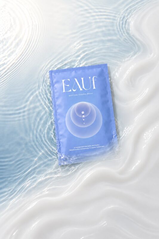 EAUf Rhythm Tuning Mask package floating on the water's surface