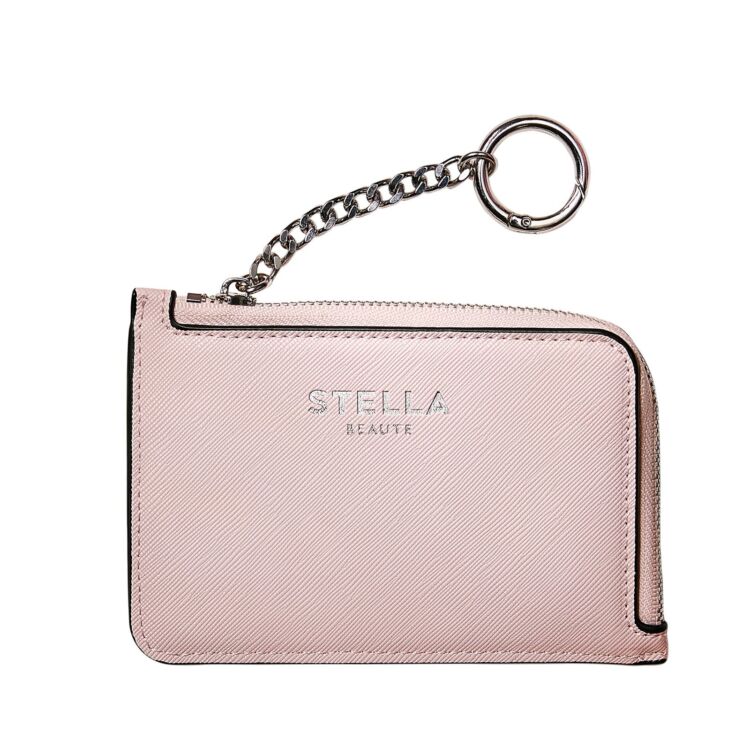 STELLA BEAUTEのロゴが入ったピンクのコインケース