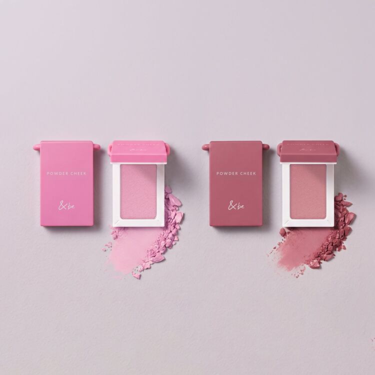 Compacts of &be Powder Cheek in the pink new shade 02 and the rose red limited new shade 03