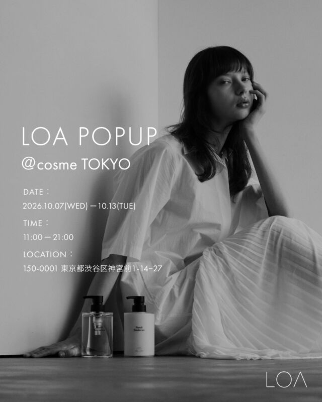 标有LOA POPUP @cosme TOKYO举办日程与地点的宣传视觉图