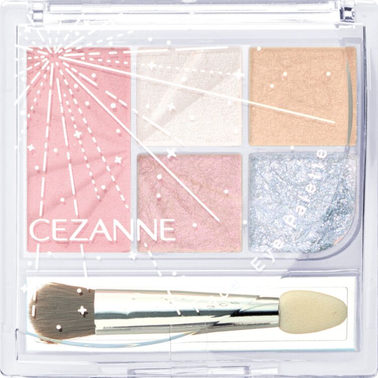 CEZANNE Face Eye Palette SP1 Crystal Dream with five pink and pearl shades, and a mini brush