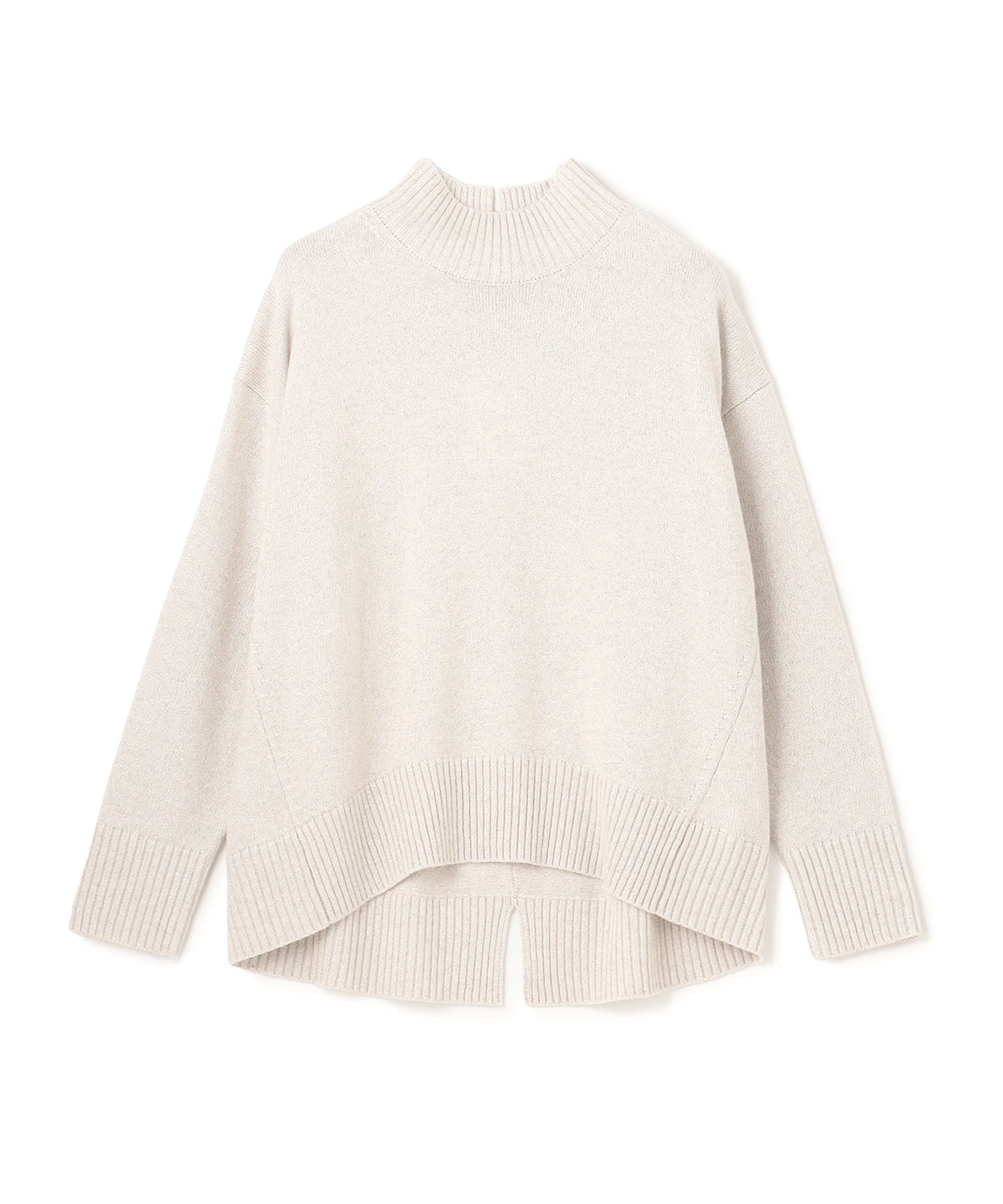 グレージュのカシミヤブレンドハイネックニット