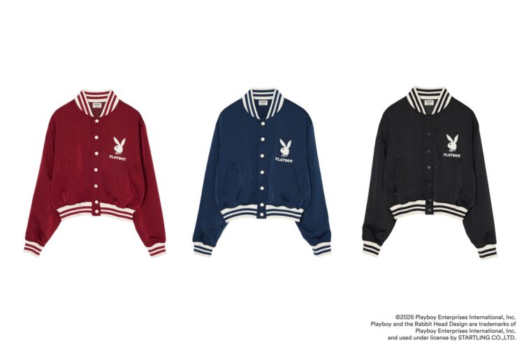 Satin blouson in black, red and navy