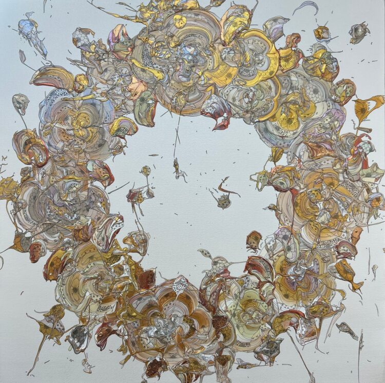 奥田雄太 Abstract Wreath 251103 Pearl White x Gold