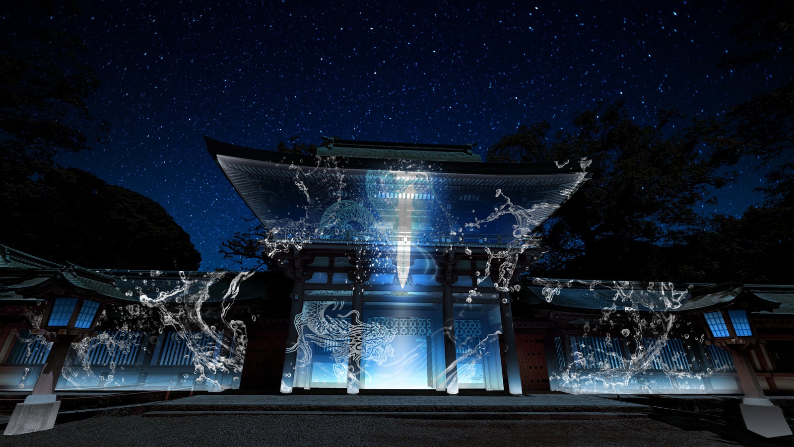 武蔵一宮氷川神社の楼門を使った光の演出イメージ