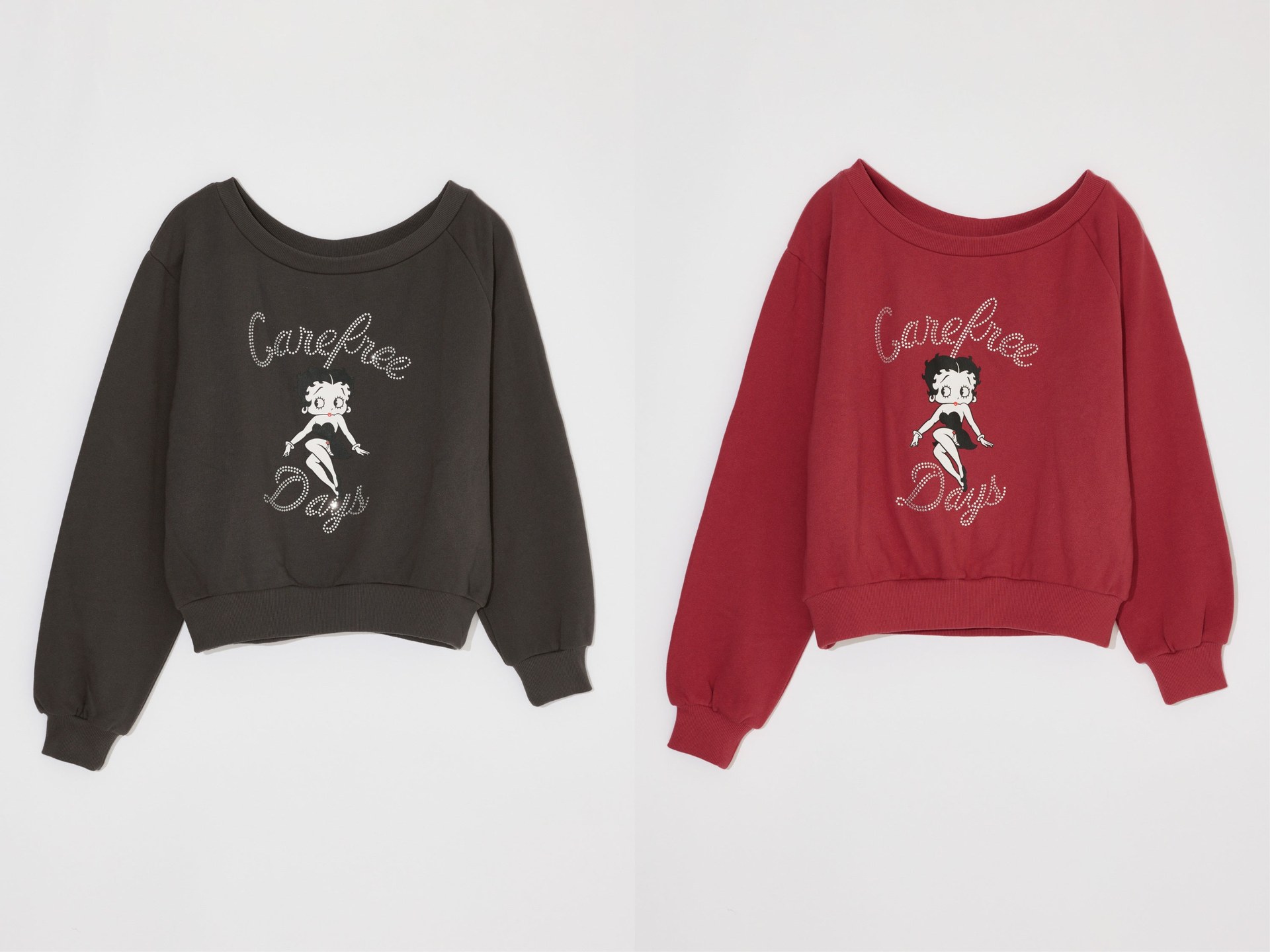 Betty Boop™×AZULワンショルスウェットのBLKとRED