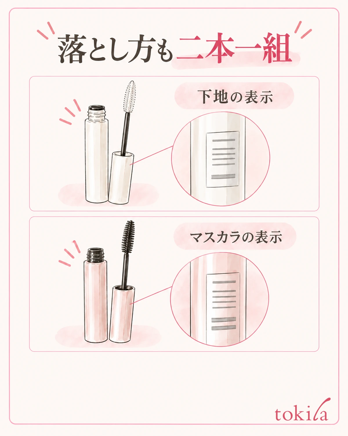 下地とマスカラの両方の落とし方を、一組で確認します。