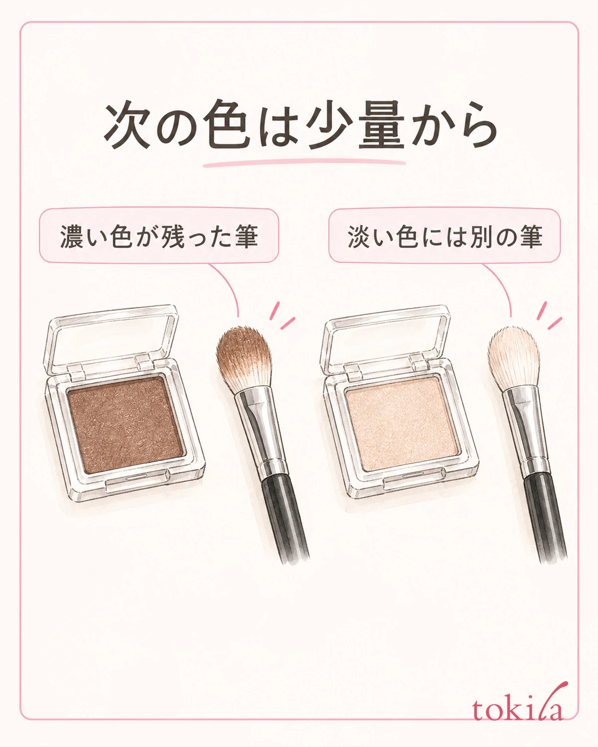 次の色は少量から取り、混ざると困る色は筆を分けます。