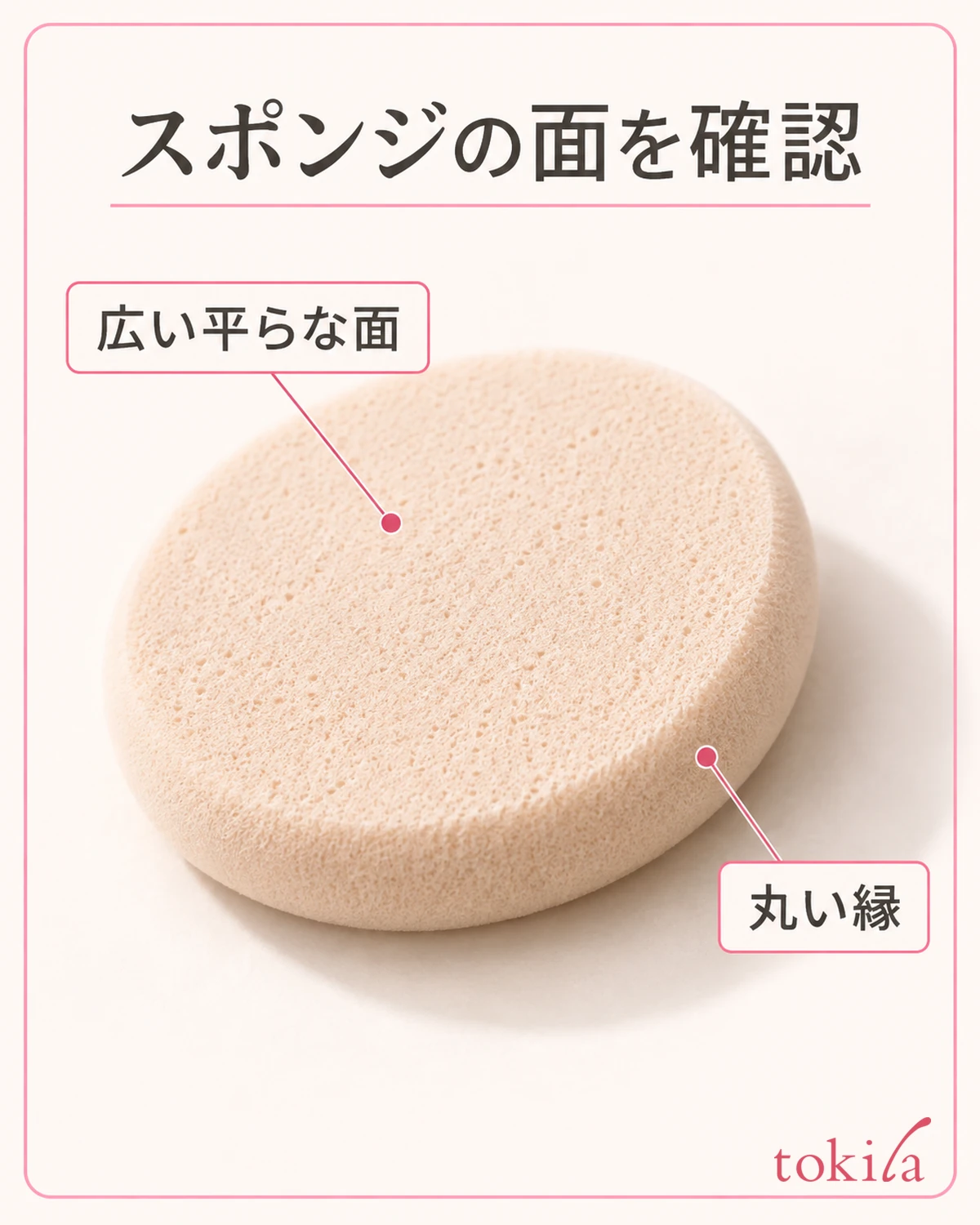 Checking the face of the sponge. Check the wide flat face and the rounded edge.
