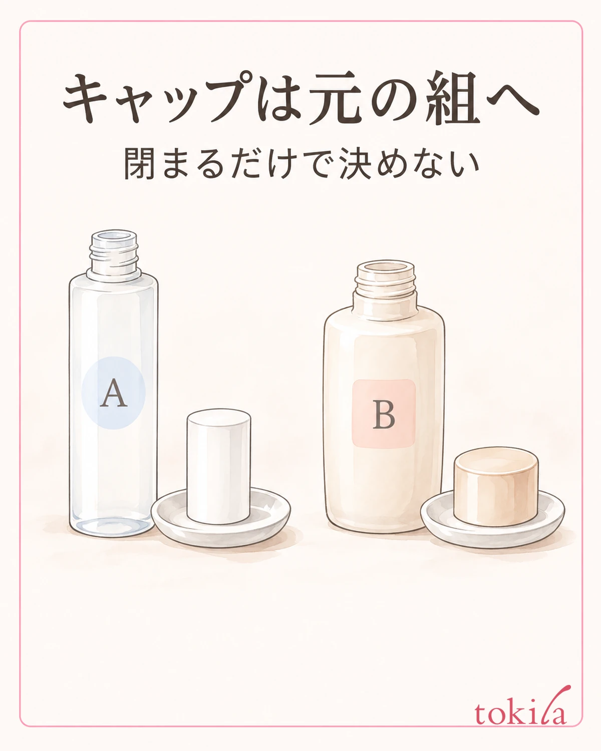 元の本体とキャップを組で確かめ、合いそうというだけで閉じません。