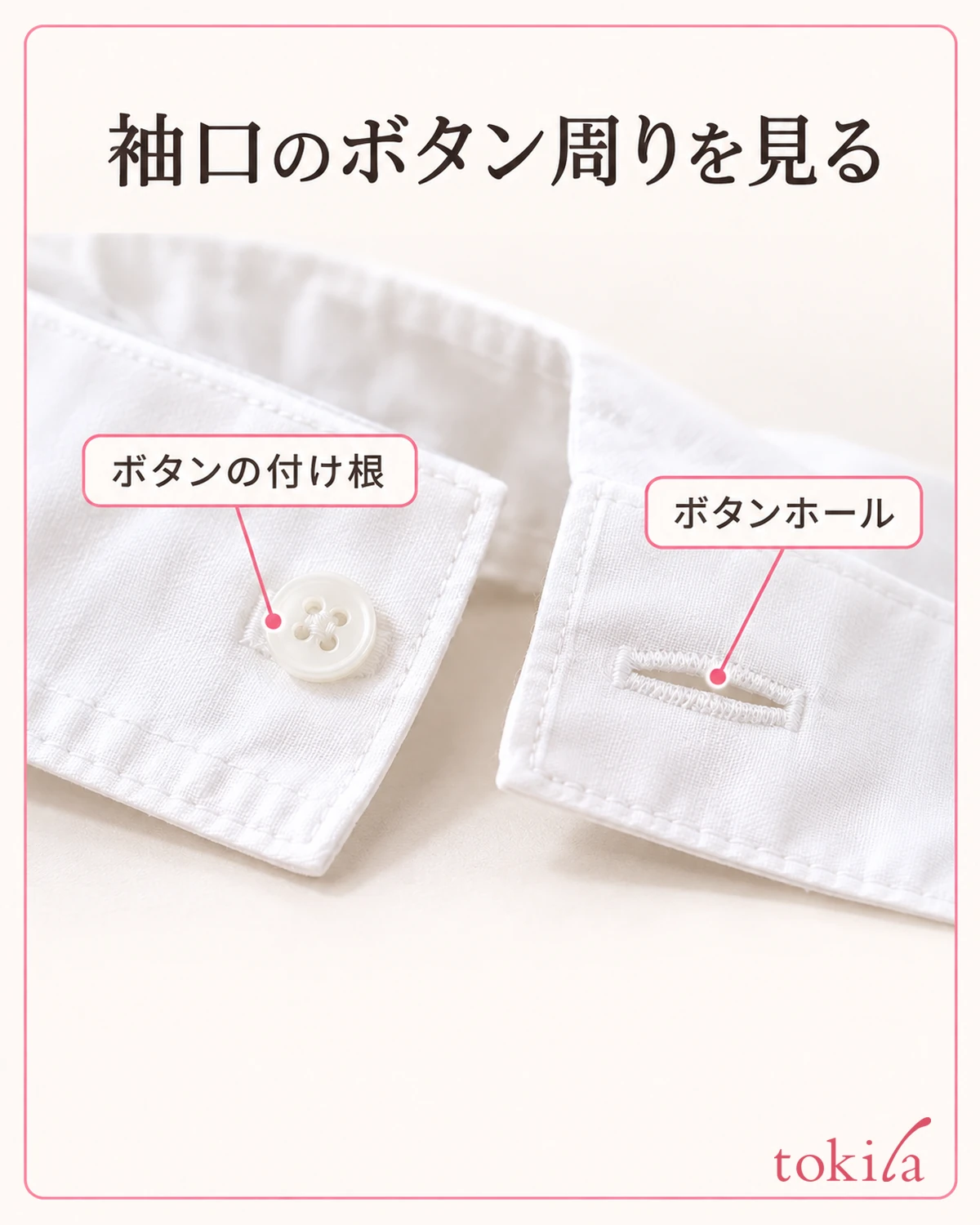 缝着袖口纽扣的根部,以及另一侧的扣眼
