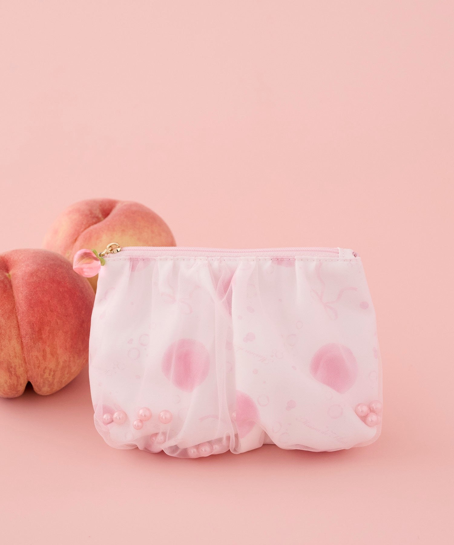 桃柄とパールを重ねたピーチスパークリング柄ティッシュケース
