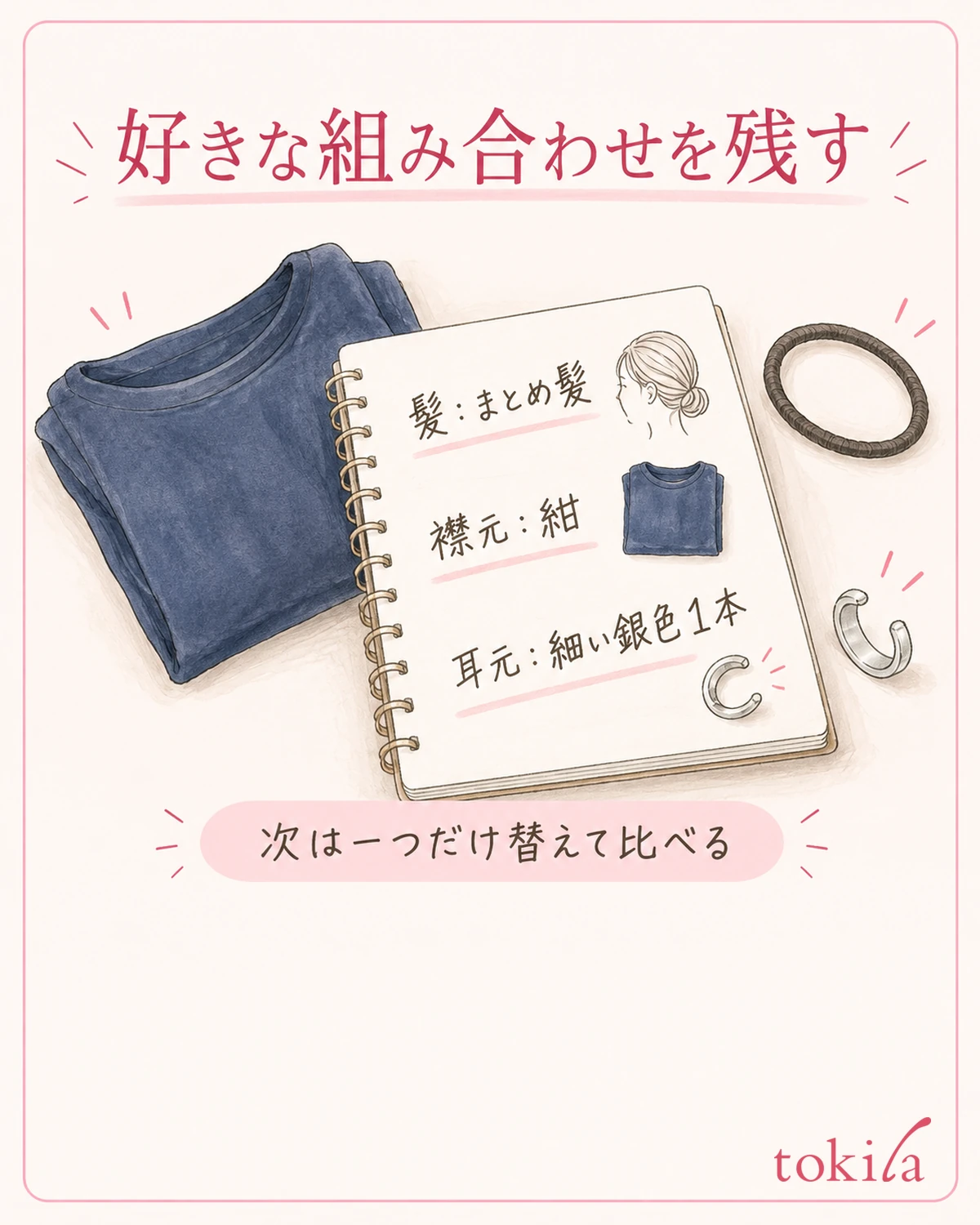 머리·목둘레·개수 중 하나만 바꾸어 확인합니다.
