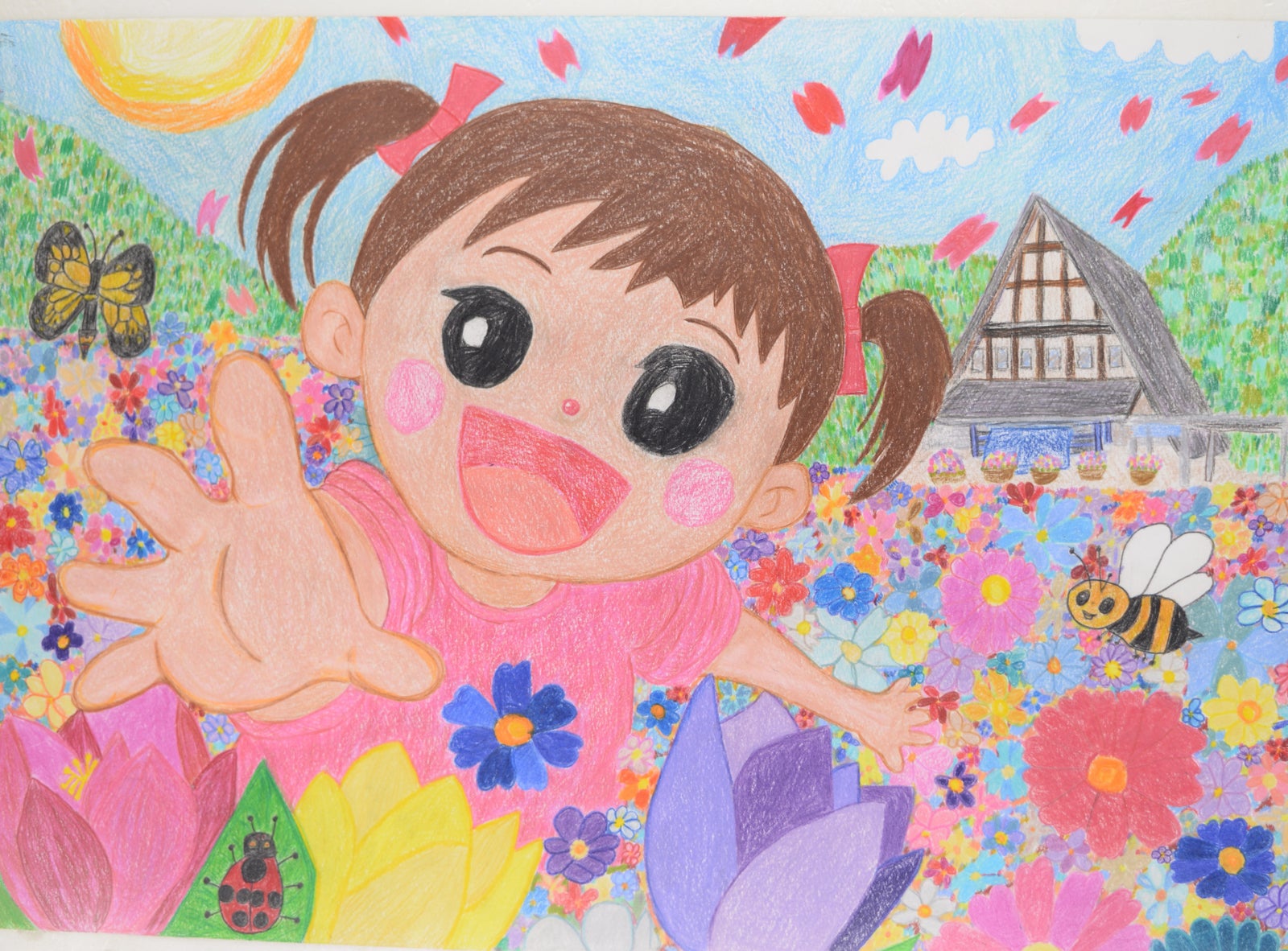 さっちゃんと花を描いた子供１の部の最優秀賞作品