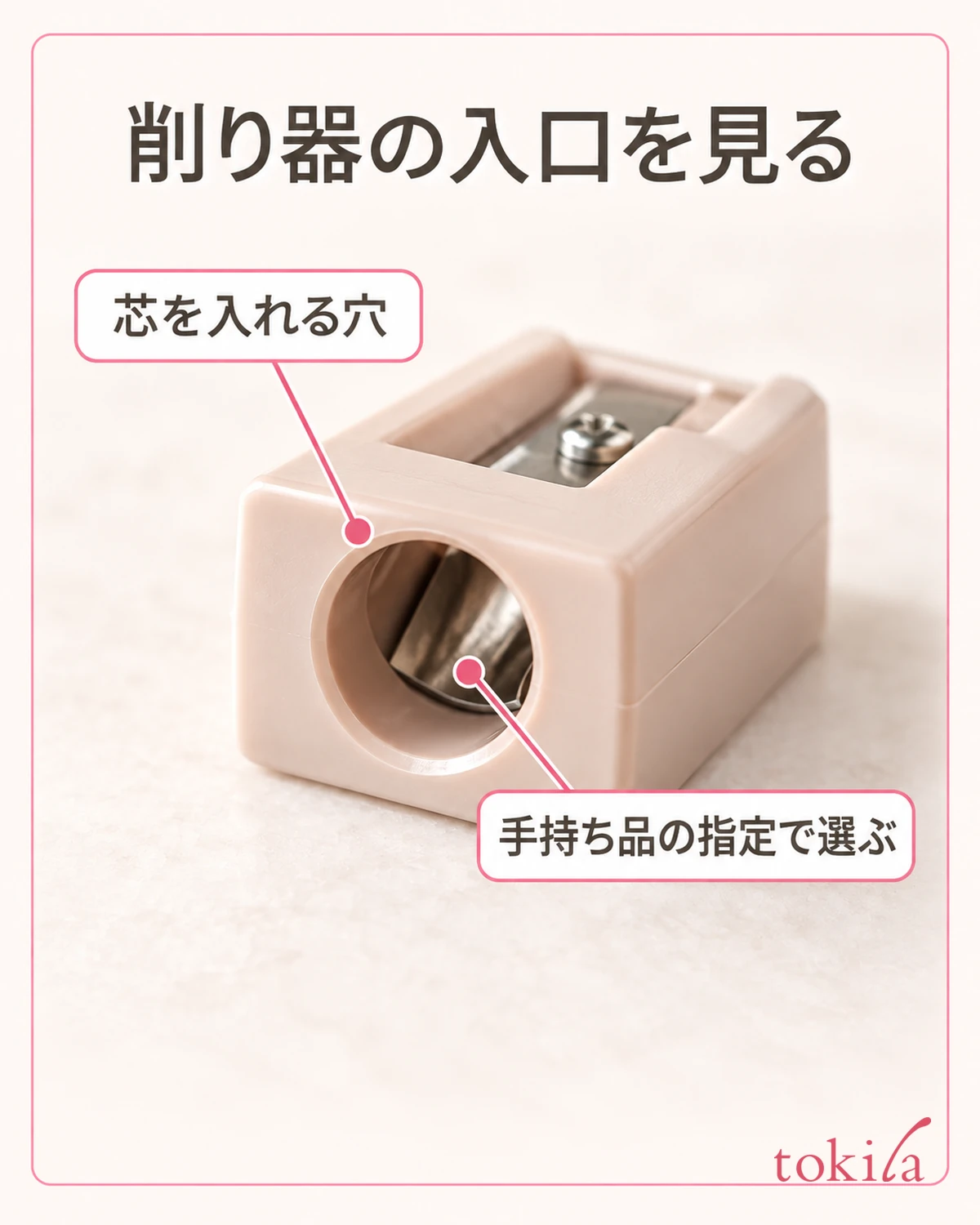 The round opening of a cosmetic pencil sharpener and the cutting part inside