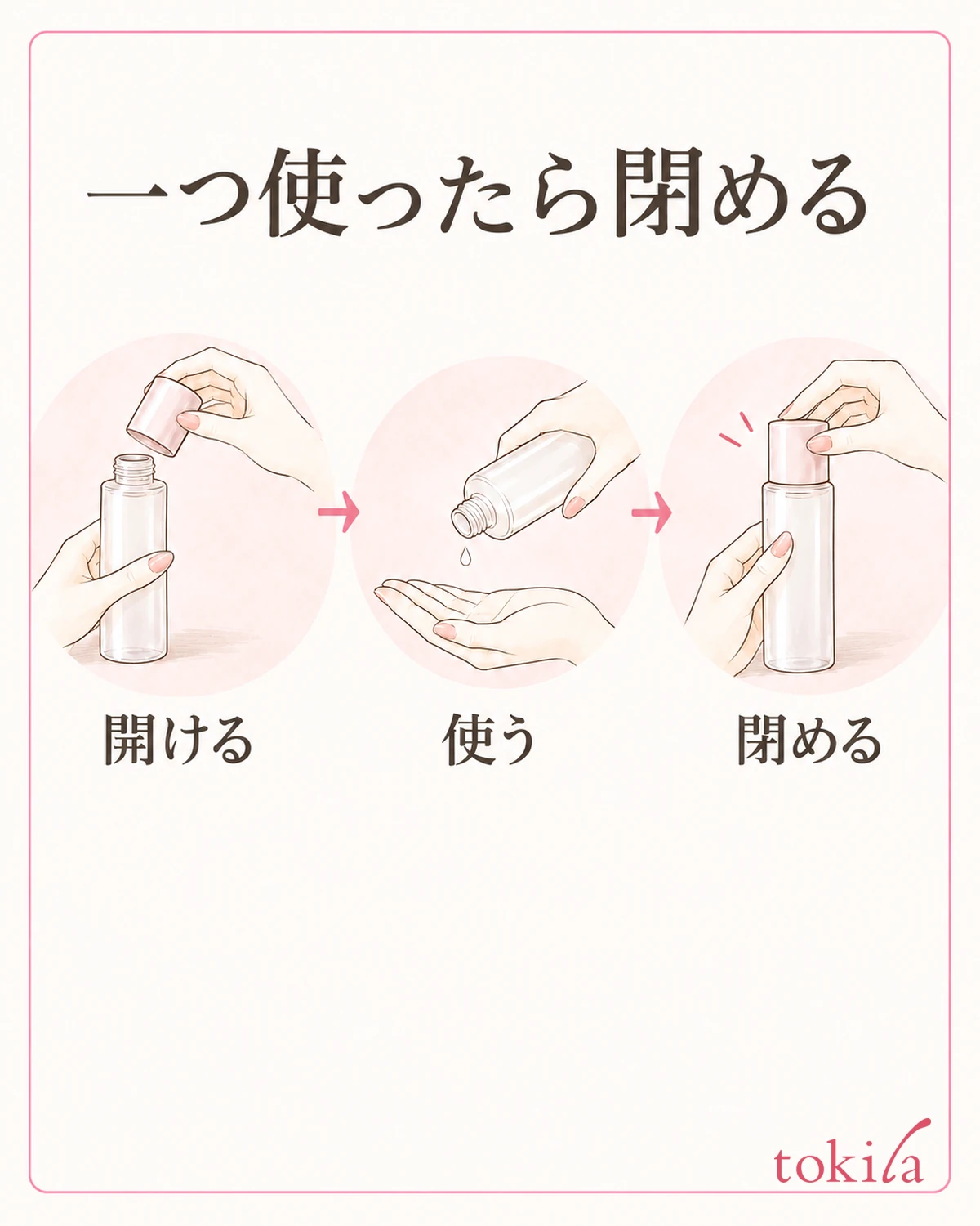 一つの製品を使って閉めてから、次の製品を開けます。