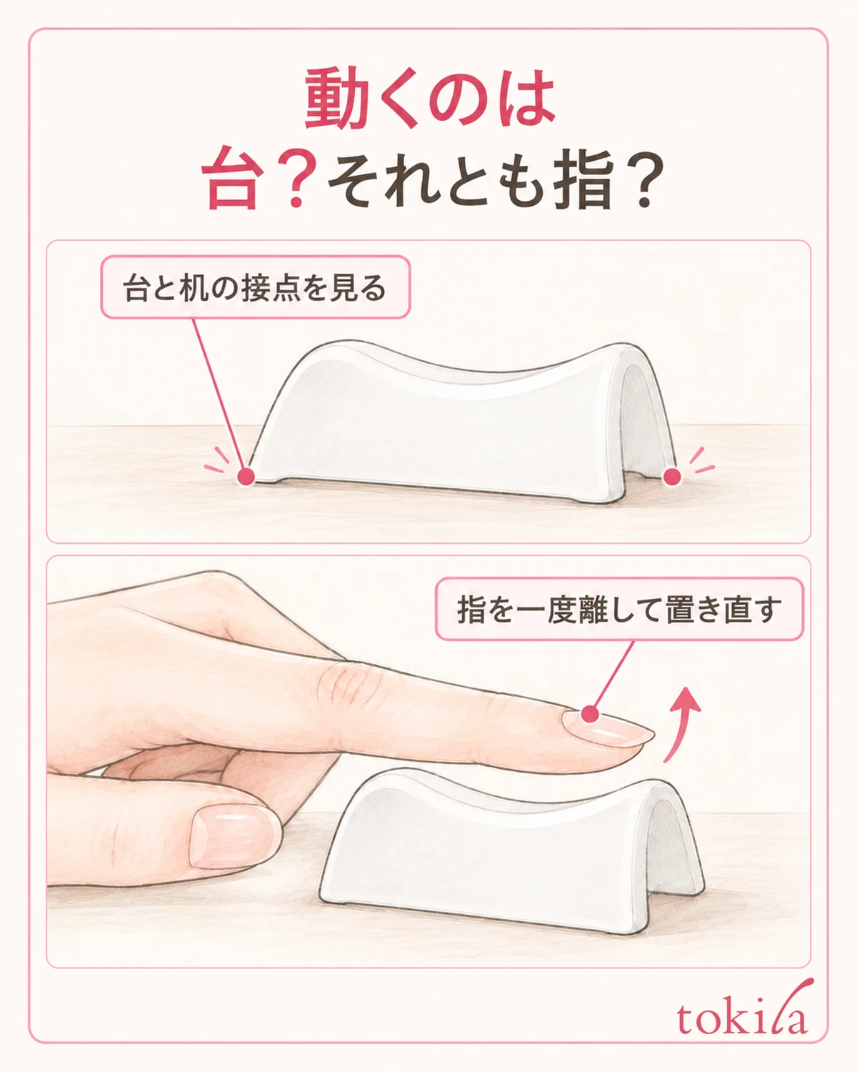 台が動くのか、指だけがずれるのかを塗る前に分けます。