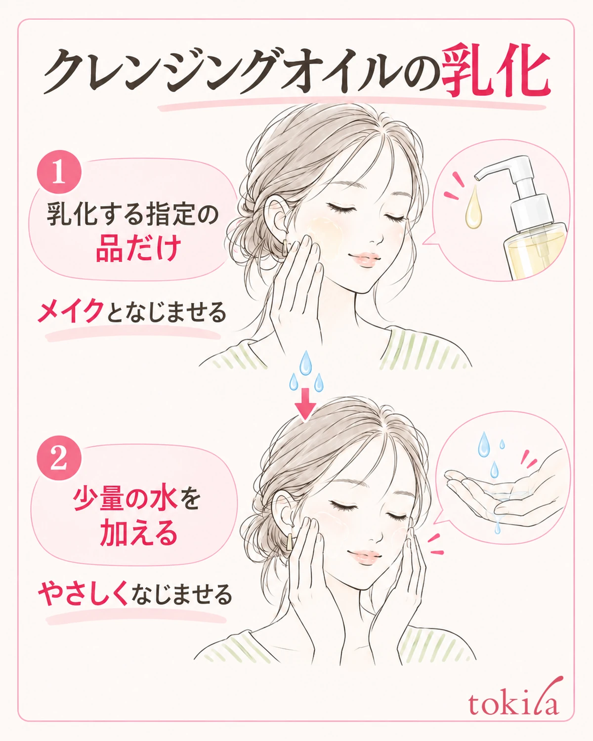 유화하라는 지정이 있는 제품은 메이크업과 섞은 뒤에 소량의 물을 더한다.