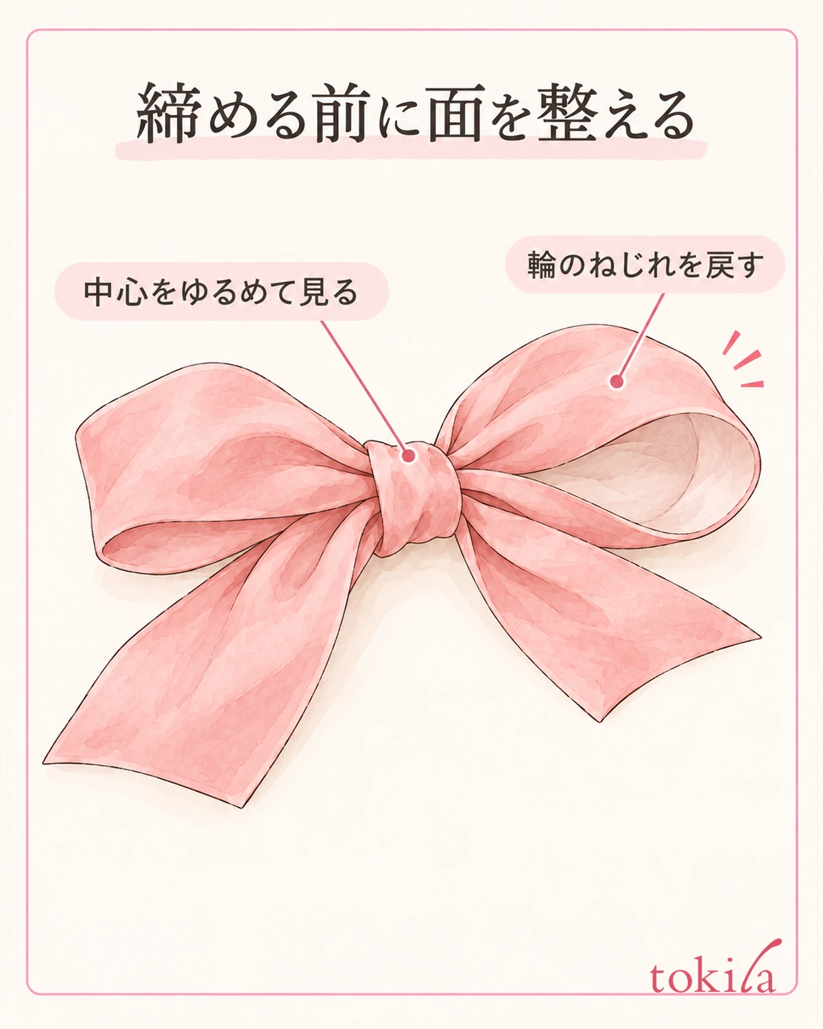 用松松的结确认圈的表面和布的扭转。
