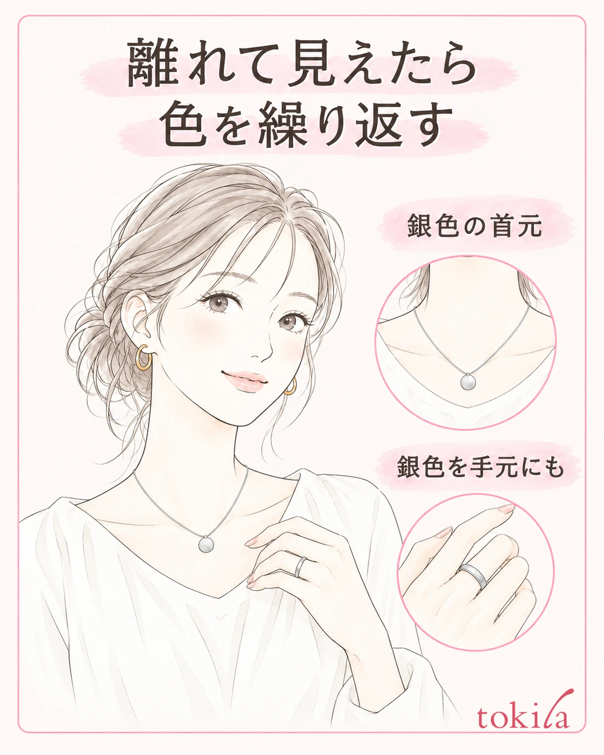 離れて見える色を手元でも繰り返し、加える前後を比べます。