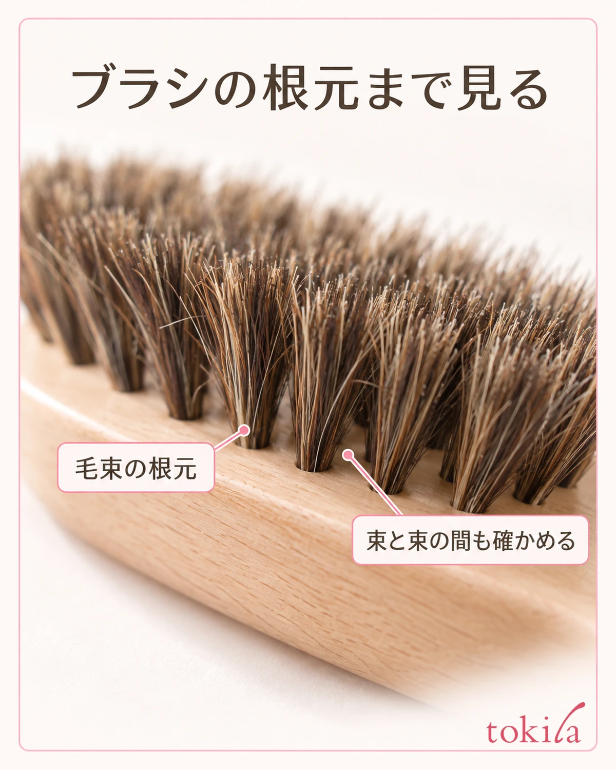 木台に植わった茶色い毛束の根元と、隣り合う束の間の隙間