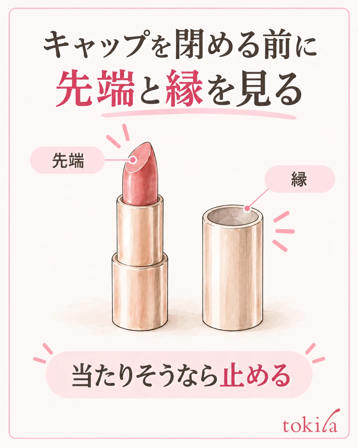 뚜껑의 가장자리와 끝의 위치를 보고, 지정된 닫는 방법을 확인합니다.